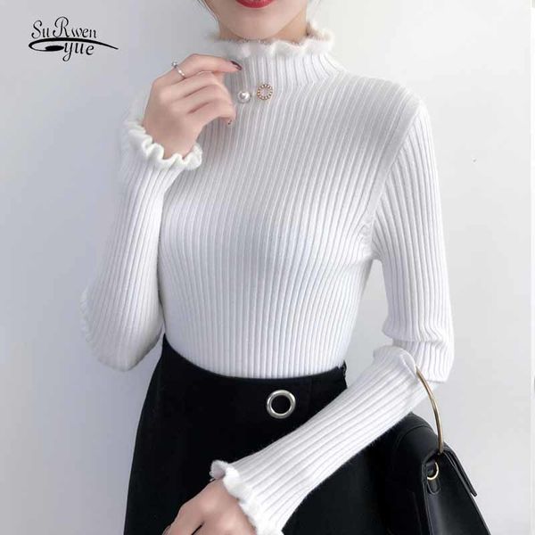 ruffle collar sweet elegant fashion winter jumper women knitted sweater solid thick cuff pullover slim 12119 210508, White;black
ruffle collar sweet elegant fashion winter jumper women knitted sweater solid thick cuff pullover slim 12119 210508, White;black