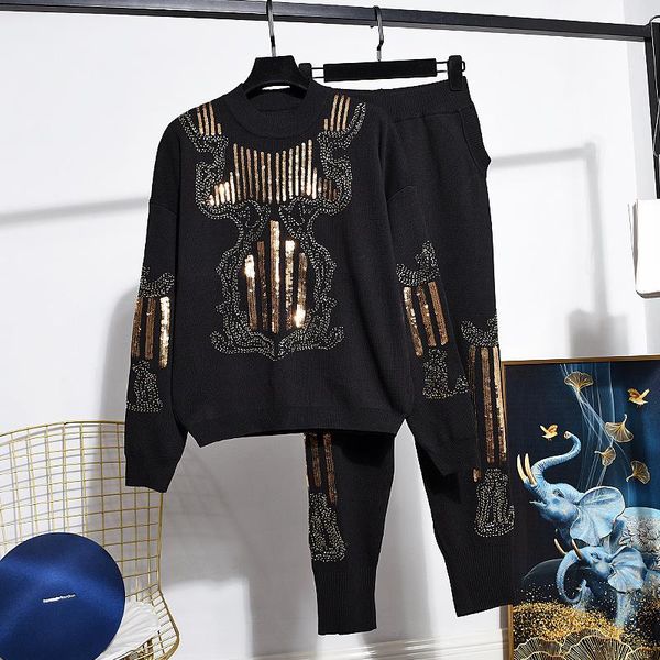 women's two piece pants black sports tracksuits outfits women autumn loose casual sequins long sleeve pullover sweater pencil 2 set fem, White
women's two piece pants black sports tracksuits outfits women autumn loose casual sequins long sleeve pullover sweater pencil 2 set fem, White