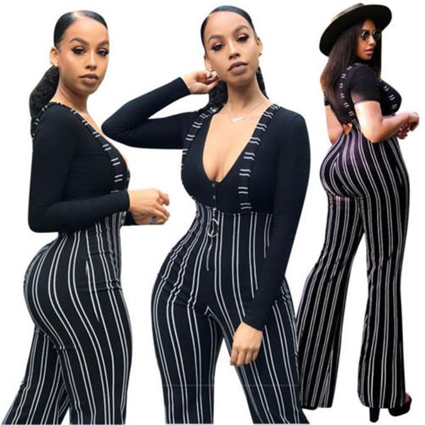 women's jumpsuits & rompers women fashion bodycon ladies striped suspender strap flared trousers front zipper long pants slim, Black;white
women's jumpsuits & rompers women fashion bodycon ladies striped suspender strap flared trousers front zipper long pants slim, Black;white