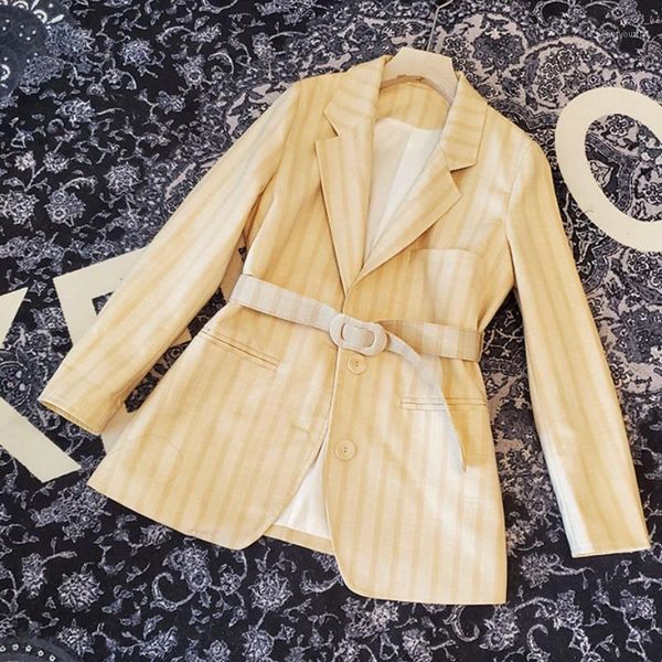 women's suits & blazers fashion women blazer vintage elegant sashes female suit jacket notched collar coat femme 2021 spring outwear, White;black
women's suits & blazers fashion women blazer vintage elegant sashes female suit jacket notched collar coat femme 2021 spring outwear, White;black