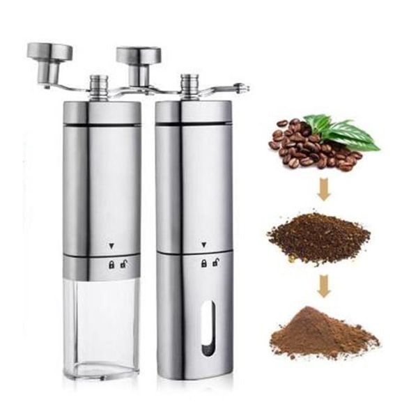 silver manual coffee grinder stainless steel hand portable adjustable bean mill burr grinders easy clean kitchen tools
silver manual coffee grinder stainless steel hand portable adjustable bean mill burr grinders easy clean kitchen tools