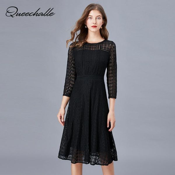 large size lace dress autumn hollow out three quarter sleeve high waist a-line women's plus elegant casual dresses, Black;gray
large size lace dress autumn hollow out three quarter sleeve high waist a-line women's plus elegant casual dresses, Black;gray
