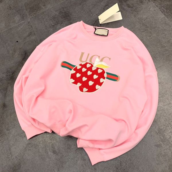 family 2021 autumn new pink loose round neck love apple sweater women's embroidered printed coat fashion, Black
family 2021 autumn new pink loose round neck love apple sweater women's embroidered printed coat fashion, Black