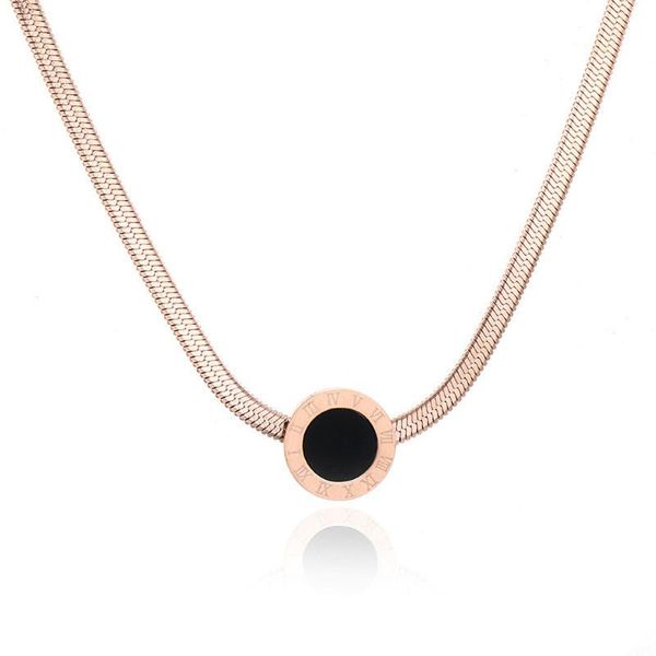 chains firebros 2021 women stainless steel jewelry 18" snake chain roman number choker necklace with black shell rose gold color, Silver
chains firebros 2021 women stainless steel jewelry 18" snake chain roman number choker necklace with black shell rose gold color, Silver