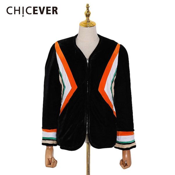 women's jackets chicever patchwork hit color striped jacket women v neck long sleeve oversize loose casual coats female fashion 2021 cl, Black;brown
women's jackets chicever patchwork hit color striped jacket women v neck long sleeve oversize loose casual coats female fashion 2021 cl, Black;brown