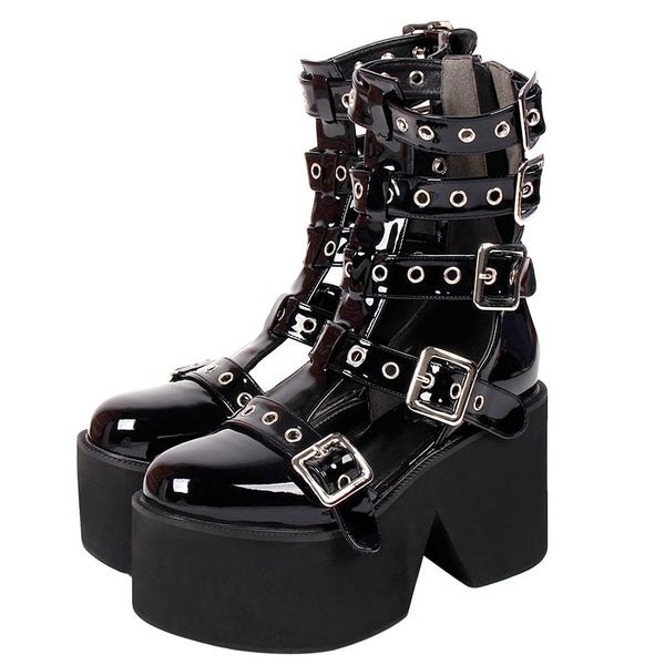 boots angelic imprint women punk motorcycle shoes lady lolita ankle woman high trifle heels pumps girl summer sandals 6029 10cm, Black
boots angelic imprint women punk motorcycle shoes lady lolita ankle woman high trifle heels pumps girl summer sandals 6029 10cm, Black