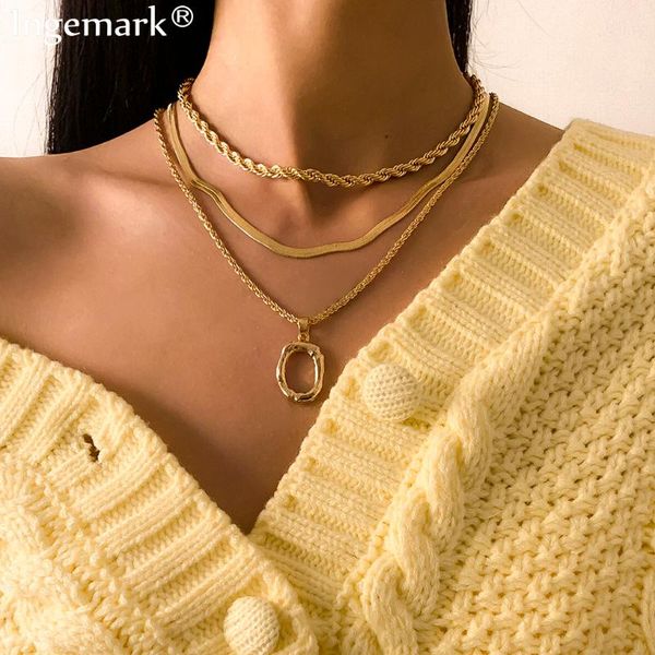 3pcs/set vintage flat filmy snake chain necklace 2021 fashion circle pendant twisted link charm boho women jewelry accessories necklaces, Silver
3pcs/set vintage flat filmy snake chain necklace 2021 fashion circle pendant twisted link charm boho women jewelry accessories necklaces, Silver