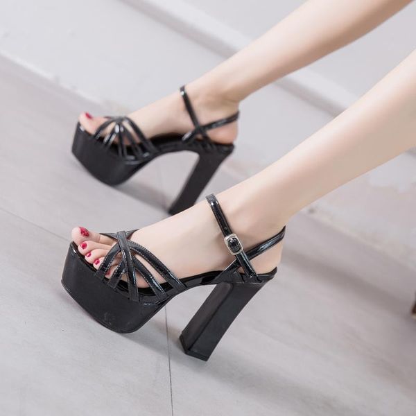 sandals women peep toe pu leather buckle high heels 12cm platform pumps wedding party shoes for summer footwear, Black
sandals women peep toe pu leather buckle high heels 12cm platform pumps wedding party shoes for summer footwear, Black