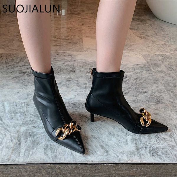 suojialun winter soft pu leather women ankle boot pointed toe chain thin low heel short boots slip on chelsea y0910, Black
suojialun winter soft pu leather women ankle boot pointed toe chain thin low heel short boots slip on chelsea y0910, Black