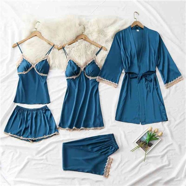 women's sleepwear 5pcs pajamas suit kimono robe gown women sleep set lady satin lace v-neck casual nightwear loose home cloth, Black;red
women's sleepwear 5pcs pajamas suit kimono robe gown women sleep set lady satin lace v-neck casual nightwear loose home cloth, Black;red