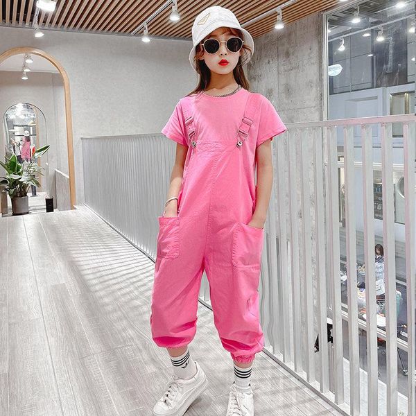 summer fashion pink teen girls solid color outfits cotton loose clothing set short sleeve tshirt and overall jumpsuit tracksuits sets, White
summer fashion pink teen girls solid color outfits cotton loose clothing set short sleeve tshirt and overall jumpsuit tracksuits sets, White