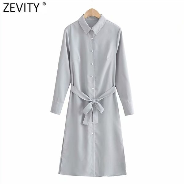 women elegant turn down collar solid color side split business mini dress chic female breasted sashes vestido ds5013 210420, Black;gray
women elegant turn down collar solid color side split business mini dress chic female breasted sashes vestido ds5013 210420, Black;gray