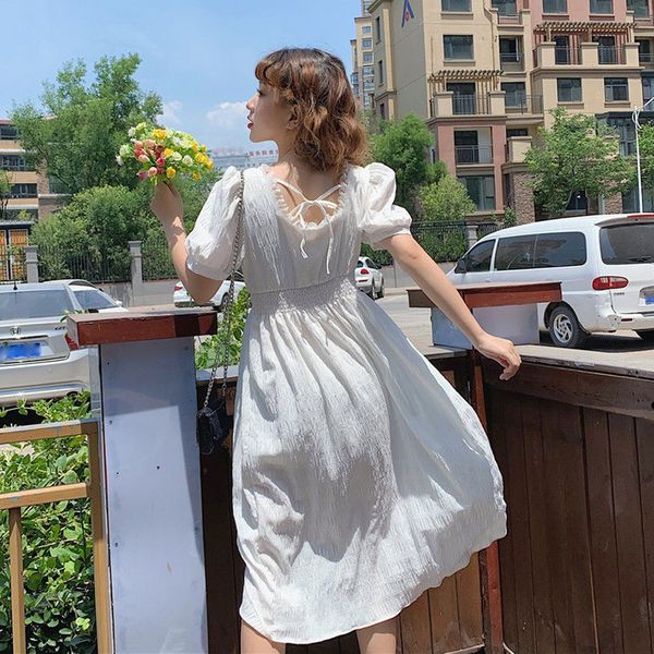 2021 summer hepburn style french mid-length harajuku black dress for women pleated puff sleeve skirt vintage elegant white dress, Black;gray
2021 summer hepburn style french mid-length harajuku black dress for women pleated puff sleeve skirt vintage elegant white dress, Black;gray