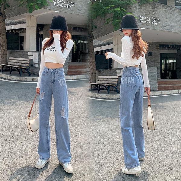 women's jeans high waist woman loose casual straight denim pants plus size korean pantalones vaqueros mujer, Blue
women's jeans high waist woman loose casual straight denim pants plus size korean pantalones vaqueros mujer, Blue
