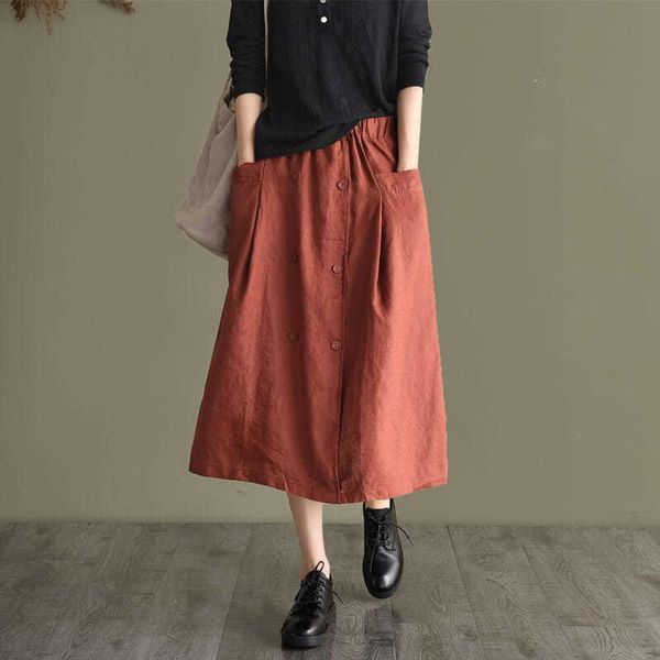 skirts double breasted cotton linen women vintage solid straight knee-length casual all match female outwear, Black
skirts double breasted cotton linen women vintage solid straight knee-length casual all match female outwear, Black