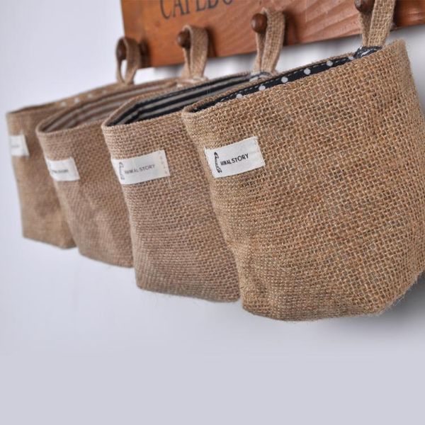 storage bags creative jute keg retro hanging pocket basket containing deskpots home decoration
storage bags creative jute keg retro hanging pocket basket containing deskpots home decoration