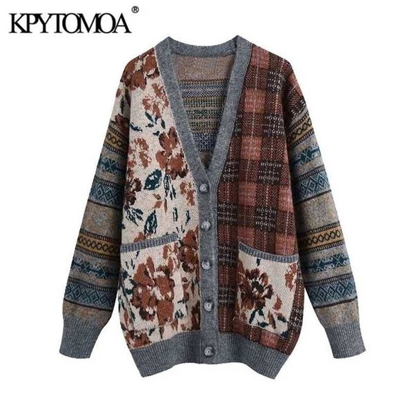 kpytomoa women fashion loose jacquard knitted cardigan sweater vintage long sleeve pockets female outerwear chic 211026, White;black
kpytomoa women fashion loose jacquard knitted cardigan sweater vintage long sleeve pockets female outerwear chic 211026, White;black