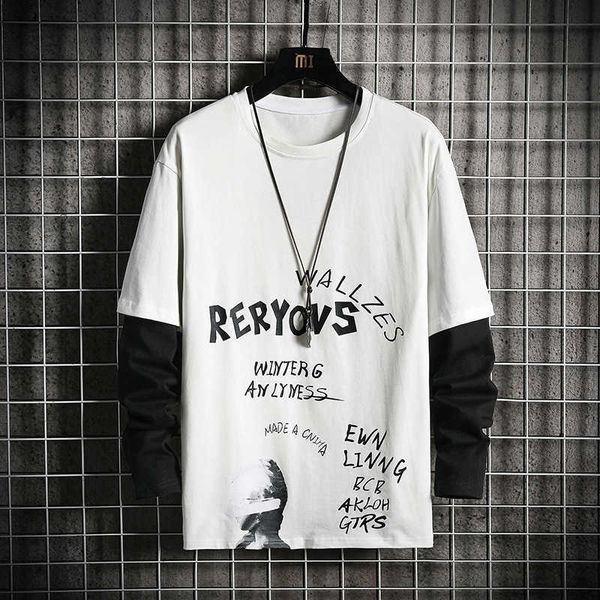 sleeve long base coat men's t-shirt spring 2021 two-piece casual pullover round neck wear, White;black
sleeve long base coat men's t-shirt spring 2021 two-piece casual pullover round neck wear, White;black
