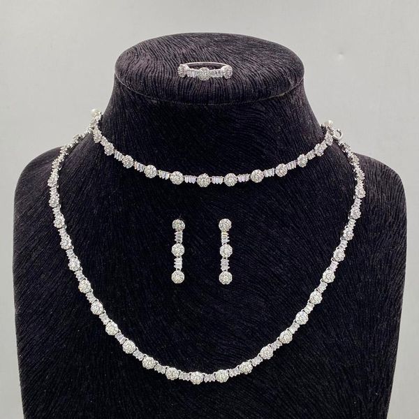 earrings & necklace lanyika jewelry set geometry circle zirconia micro pave with earring bracelet and ring for woman wedding party gift, Silver
earrings & necklace lanyika jewelry set geometry circle zirconia micro pave with earring bracelet and ring for woman wedding party gift, Silver