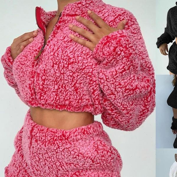 winter faux fur furry womens tracksuits tracksuit set crop zipper jacket and shorts two piece sweatshirt club outfits, Gray
winter faux fur furry womens tracksuits tracksuit set crop zipper jacket and shorts two piece sweatshirt club outfits, Gray