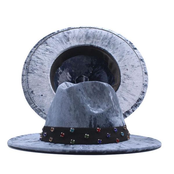 wide brim hats velvet felt hat for women autumn winter cap flat with color ribbon elegant vintage trilby panama sombrero, Blue;gray
wide brim hats velvet felt hat for women autumn winter cap flat with color ribbon elegant vintage trilby panama sombrero, Blue;gray