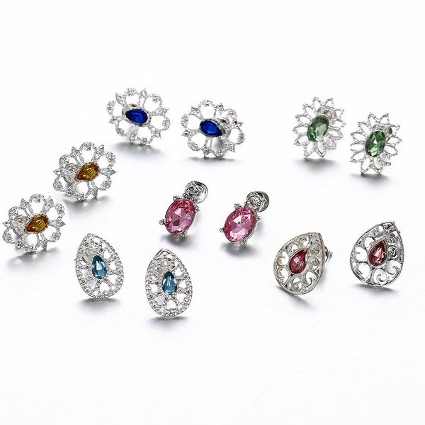 stud 6 pairs/pack earring jewelry fashion flower crystal earrings for girl gift brincos wholesale, Golden;silver
stud 6 pairs/pack earring jewelry fashion flower crystal earrings for girl gift brincos wholesale, Golden;silver