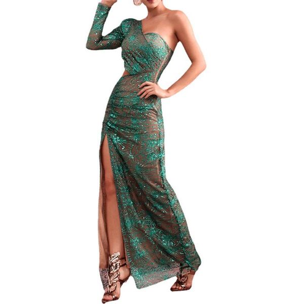 casual dresses green one shoulders cut out and with split lattice glitter glued material maxi dress, Black;gray
casual dresses green one shoulders cut out and with split lattice glitter glued material maxi dress, Black;gray