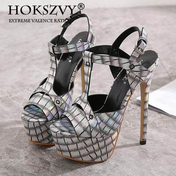 summer stripe super-heeled platform high-heeled sandals stiletto shallow buckle fish mouth women, Black