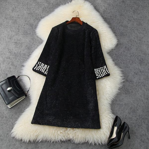dresses european and american women's wear winter style seven - point sleeve nail beads fashionable sparkly black dress c8r9, Black;gray
dresses european and american women's wear winter style seven - point sleeve nail beads fashionable sparkly black dress c8r9, Black;gray