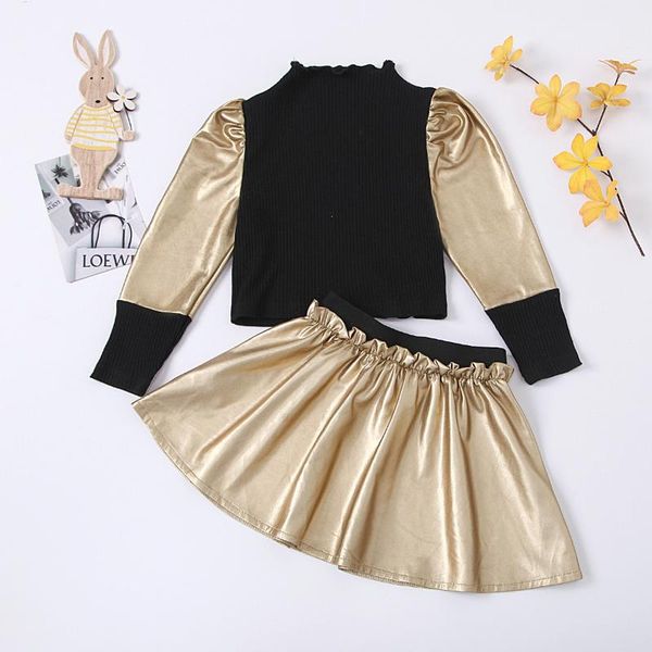 clothing sets 2021 spring kids girl outfit long sleeved t-shirt+golden pu skirt 2pcs clothes set fashion children toddler, White
clothing sets 2021 spring kids girl outfit long sleeved t-shirt+golden pu skirt 2pcs clothes set fashion children toddler, White