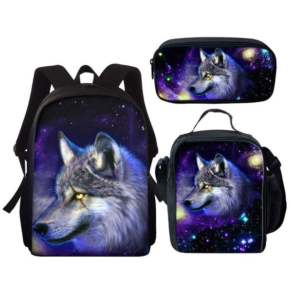 girls school bags cute animal wolf galaxy prints kids backpack for boys book schoolbag sets student bag
