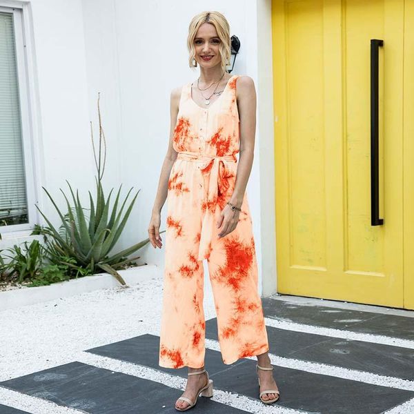 women's jumpsuits & rompers 2021 tie dye jumpsuit long summer woman humpsuit wide leg romper women overalls v-neck sleeveless, Black;white
women's jumpsuits & rompers 2021 tie dye jumpsuit long summer woman humpsuit wide leg romper women overalls v-neck sleeveless, Black;white
