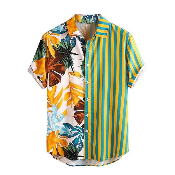 men's casual shirts short-sleeved lapel printed stitching tropical leaf striped summer hawaii vacation comfortable #t1g, White;black
men's casual shirts short-sleeved lapel printed stitching tropical leaf striped summer hawaii vacation comfortable #t1g, White;black