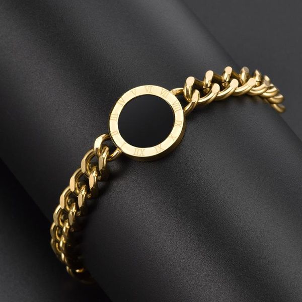 link, chain luxury jewelry rose gold stainless steel roman numerals chunky bracelets & bangles female charm bracelet for women, Black
link, chain luxury jewelry rose gold stainless steel roman numerals chunky bracelets & bangles female charm bracelet for women, Black