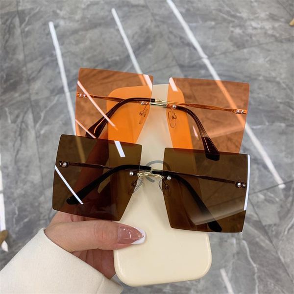 sunglasses 2021 fashion square big size women rimless colored lens glasses colorful gradient color eyewear, White;black
sunglasses 2021 fashion square big size women rimless colored lens glasses colorful gradient color eyewear, White;black