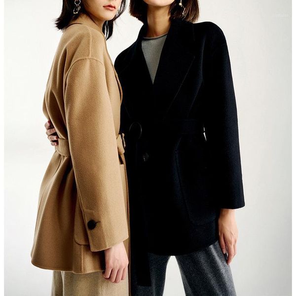 women's wool & blends 800g100 thread count (cashmere / silk) double sided tweed short coat for women, Black
women's wool & blends 800g100 thread count (cashmere / silk) double sided tweed short coat for women, Black