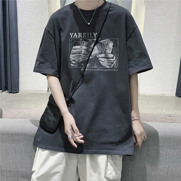 t-shirt summer men's loose dark high street trend 5-sleeve fashion brand versatile short sleeve, White;black
t-shirt summer men's loose dark high street trend 5-sleeve fashion brand versatile short sleeve, White;black