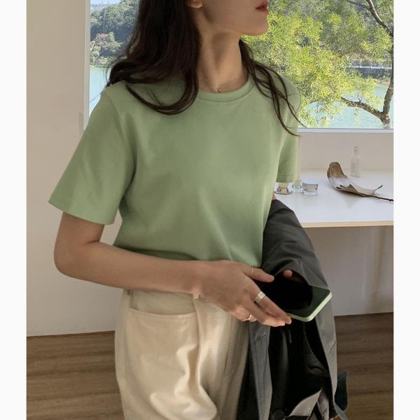 women's t-shirt all-match round neck short-sleeved female korean version of the casual solid color woman tshirts goth, White
women's t-shirt all-match round neck short-sleeved female korean version of the casual solid color woman tshirts goth, White