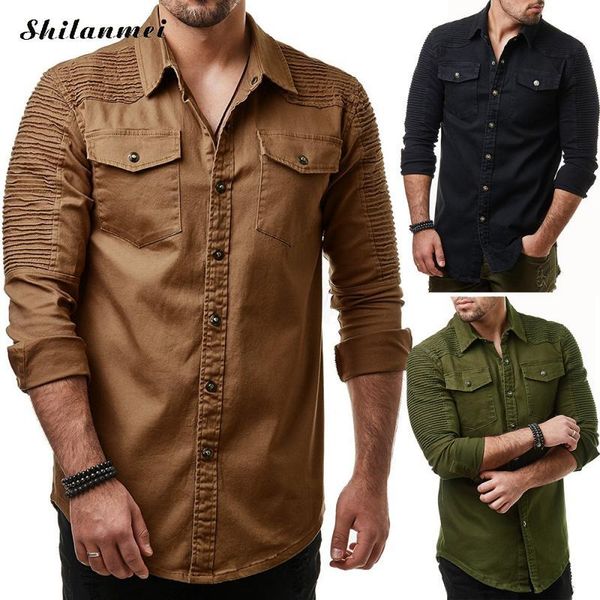 men's casual shirts 2021 fashion jeans shirt long-sleeves washable cowboy pockets slim fit mens dress solid plus size top, White;black
men's casual shirts 2021 fashion jeans shirt long-sleeves washable cowboy pockets slim fit mens dress solid plus size top, White;black