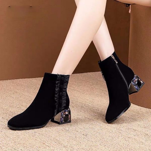solid rhinestone high heels dancing party shoes woman winter suede fashion short boots women ankle, Black
solid rhinestone high heels dancing party shoes woman winter suede fashion short boots women ankle, Black