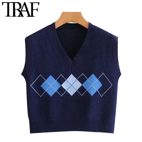 women fashion argyle cropped knitted vest sweater vintage v neck sleeveless female waistcoat chic 210507, White
women fashion argyle cropped knitted vest sweater vintage v neck sleeveless female waistcoat chic 210507, White