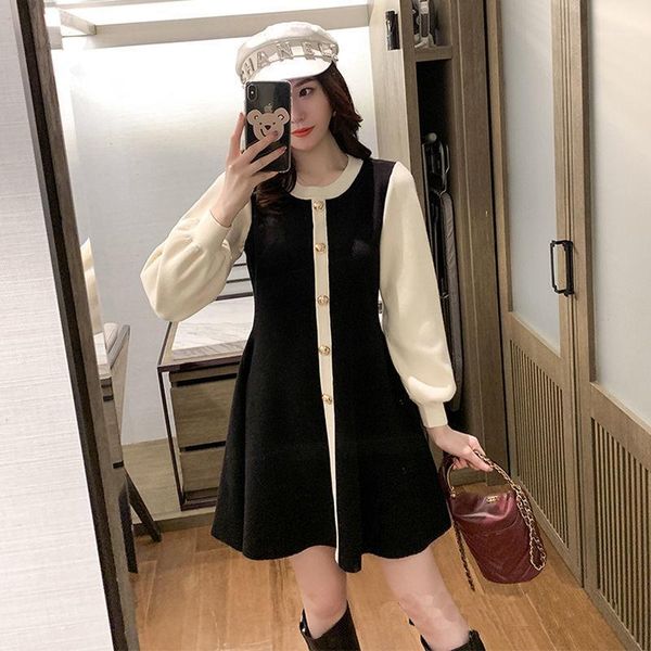 casual dresses women 2021 autumn winter fashion mid-long knitted female slim warm bottom dress ladies patchwork o-neck vestidos d739, Black;gray
casual dresses women 2021 autumn winter fashion mid-long knitted female slim warm bottom dress ladies patchwork o-neck vestidos d739, Black;gray