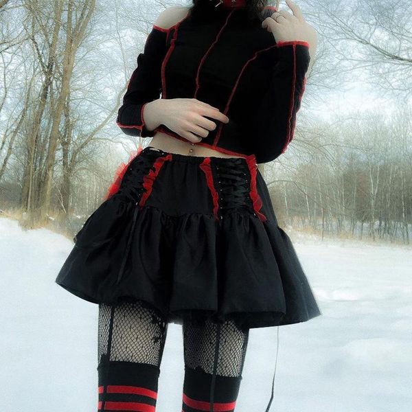 skirts punk lace up midi skirt goth vintage a line hight wait ruffle mini harajuku grunge y2k outfit, Black
skirts punk lace up midi skirt goth vintage a line hight wait ruffle mini harajuku grunge y2k outfit, Black