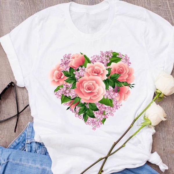 graphic elegant short sleeve womens flower floral heart shape 90s clothing female tees print, White
graphic elegant short sleeve womens flower floral heart shape 90s clothing female tees print, White