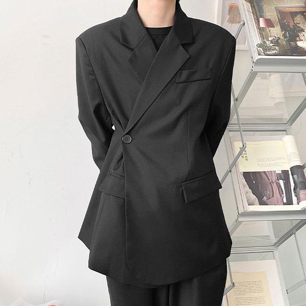 men single button casual slim fit suit blazers jacket japan korea style streetwear fashion show coat for male men's suits, White;black
men single button casual slim fit suit blazers jacket japan korea style streetwear fashion show coat for male men's suits, White;black