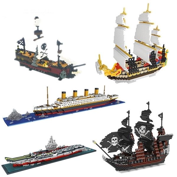 

blocks diamond micro particle creative puzzle assembly toy building block pirate ship /titanic model, children's toys, birthday gift q1