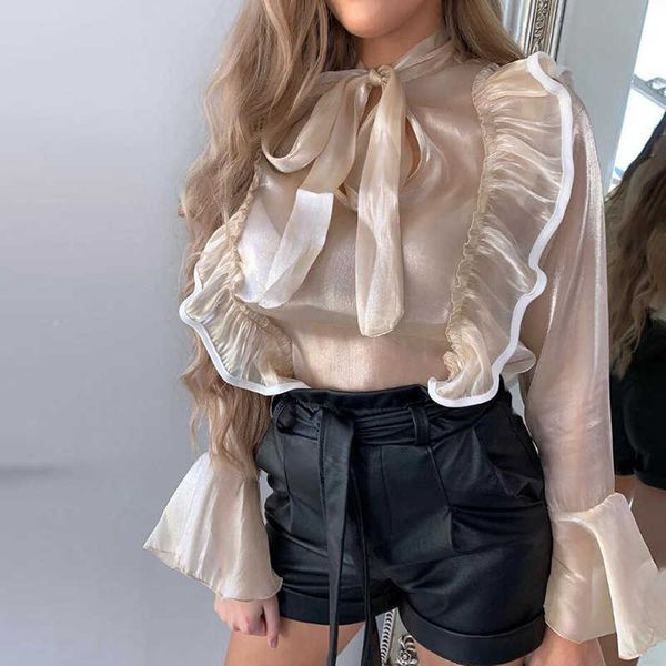 women's blouses & shirts sweet bow tied cascading ruffles blouse women stand collar agaric lace smock bell sleeve shirt femininas chic, White
women's blouses & shirts sweet bow tied cascading ruffles blouse women stand collar agaric lace smock bell sleeve shirt femininas chic, White