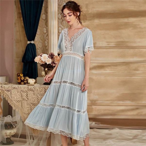 women's sleepwear roseheart summer blue women homewear night dress long lace v neck nightwear nightgown court hollow out, Black;red
women's sleepwear roseheart summer blue women homewear night dress long lace v neck nightwear nightgown court hollow out, Black;red
