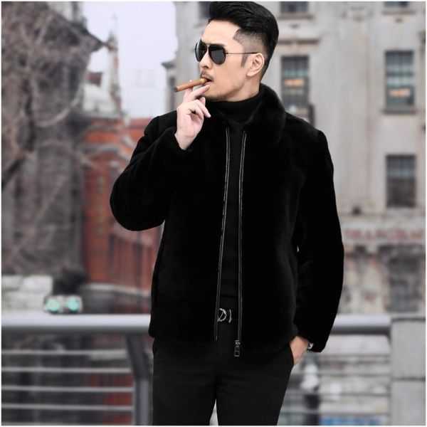 men's jackets haining leather fur one male mink collar short source of sheep sheared manufacturers, Black;brown
men's jackets haining leather fur one male mink collar short source of sheep sheared manufacturers, Black;brown