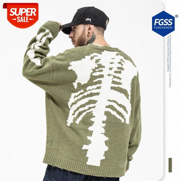 autumn and winter japanese tide brand rib skeleton skull destruction hole sweater #du4x, Black
autumn and winter japanese tide brand rib skeleton skull destruction hole sweater #du4x, Black